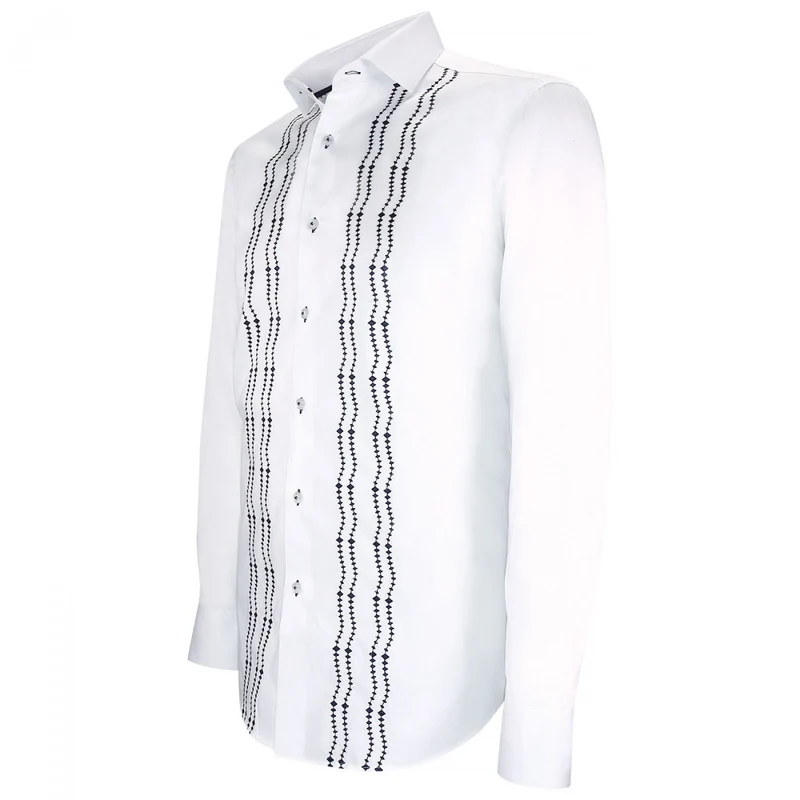 Chemise homme brodée satin de coton coupe cintrée BROIDERY Andrew Mac Allister