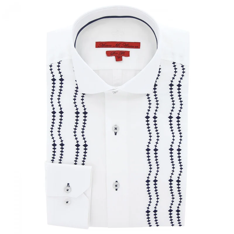 Chemise homme brodée satin de coton coupe cintrée BROIDERY Andrew Mac Allister