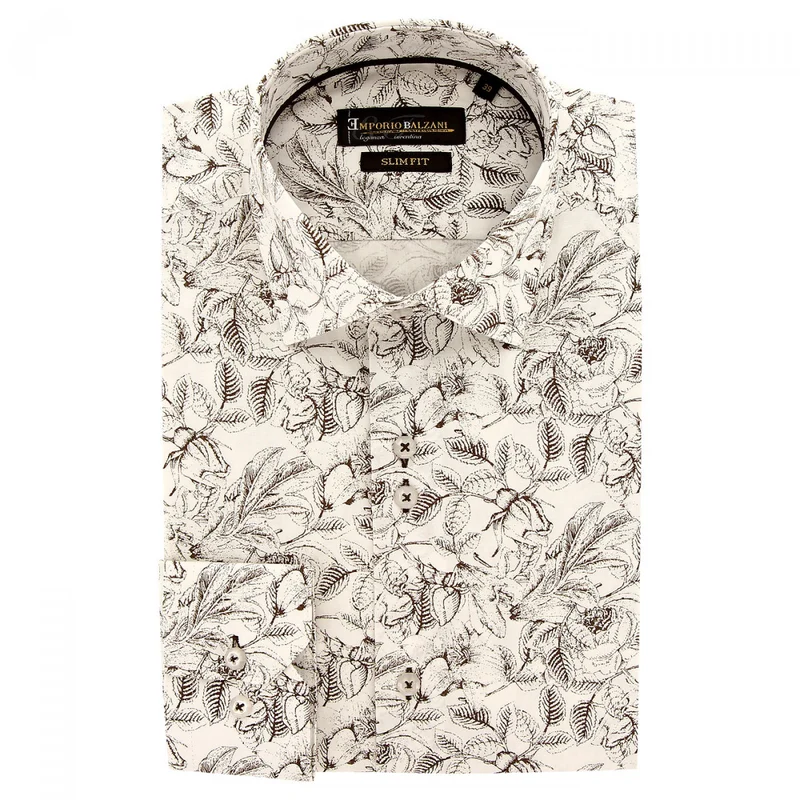 Chemise homme tissu imprimé coupe cintrée FOGLIO Emporio balzani