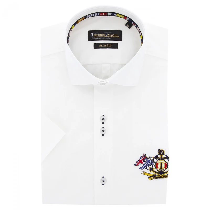 Chemisette homme brodée coupe cintrée EXCLUSIVO Emporio balzani