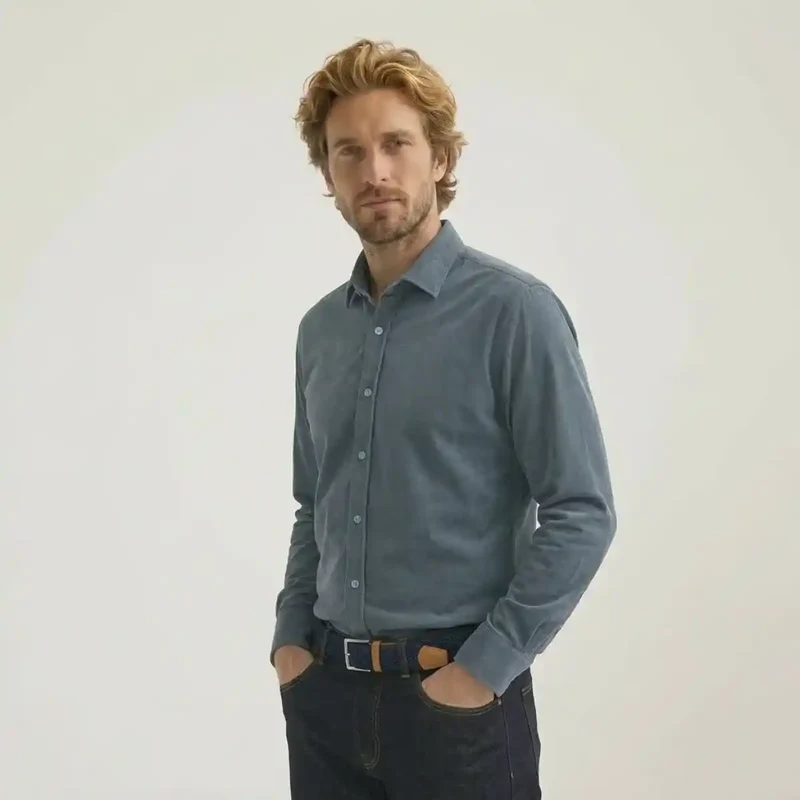 Chemise française Velours Bleu