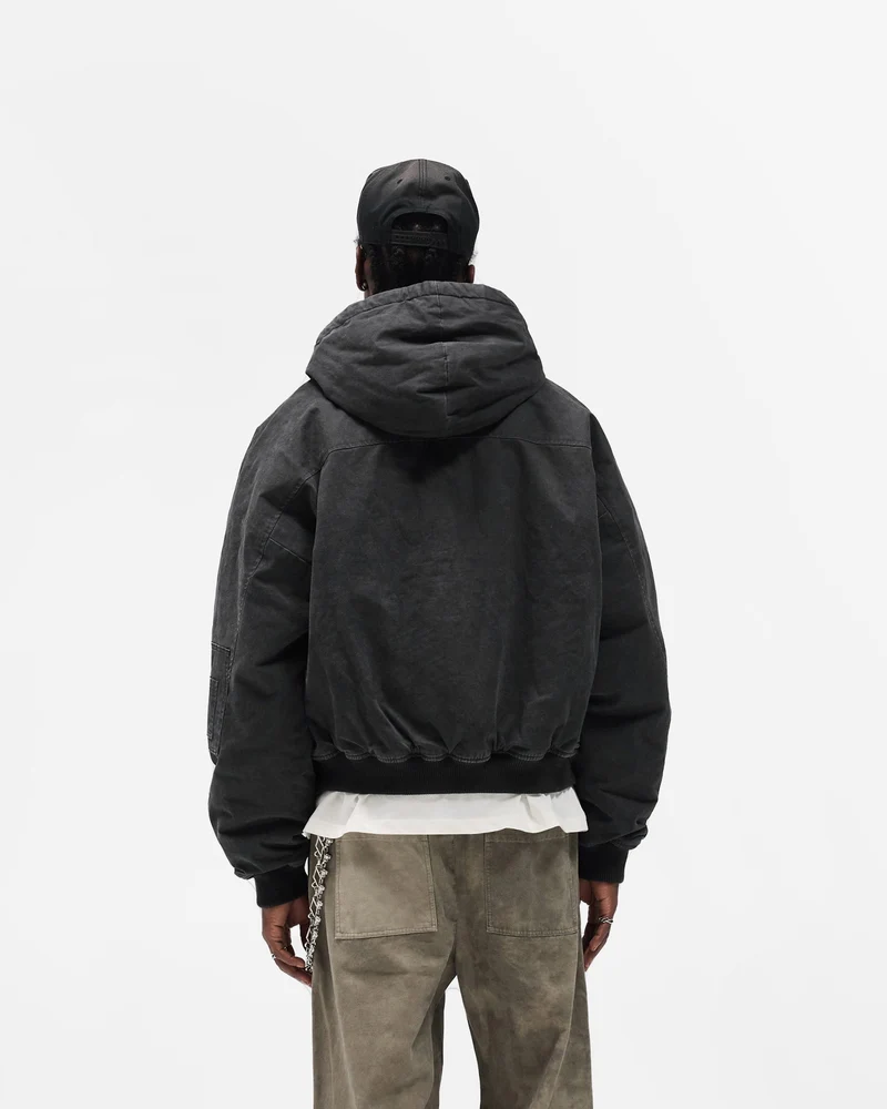 Hooded Bomber - Washed Black