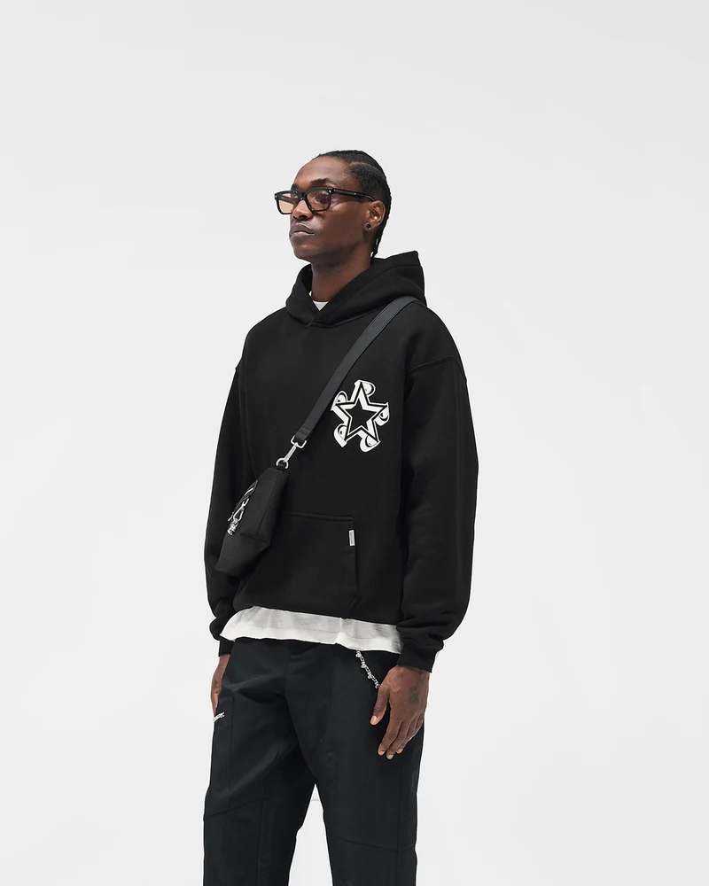 Initial Star Hoodie - Jet Black