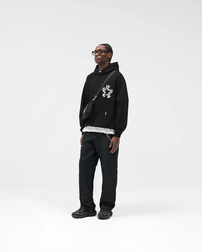 Initial Star Hoodie - Jet Black