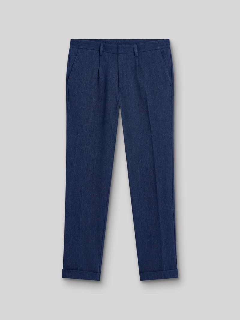 Chino en coton mélangé faux uni