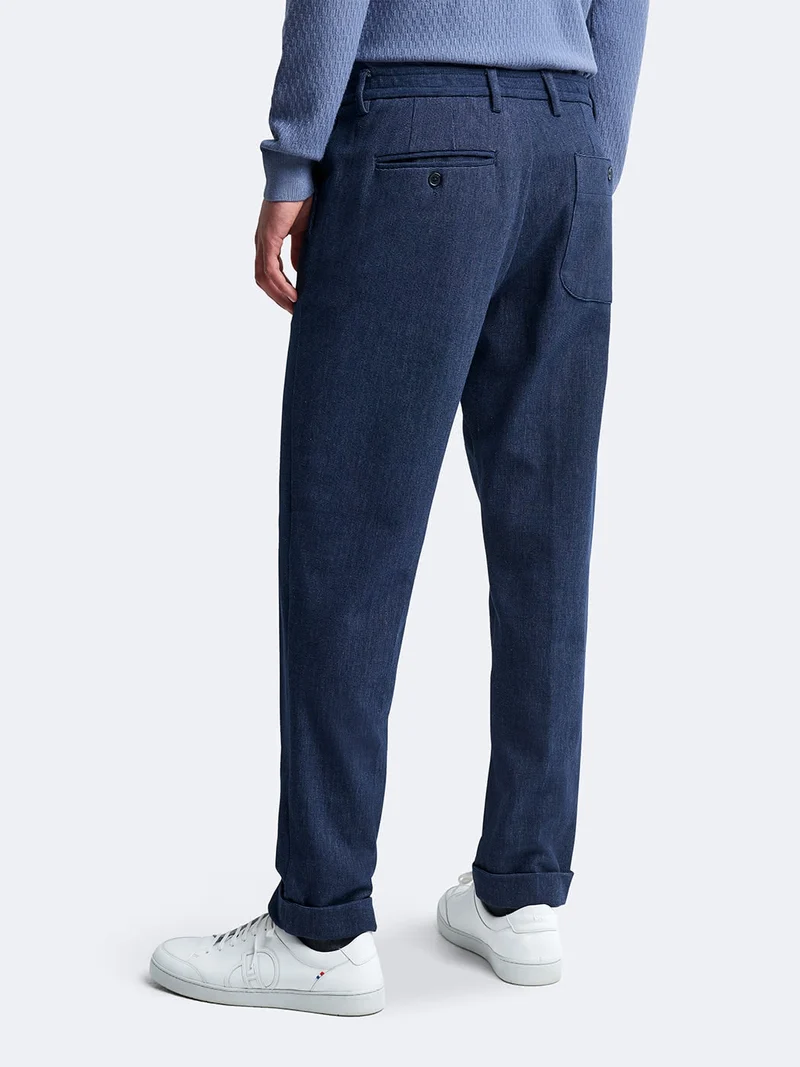 Chino en coton mélangé faux uni