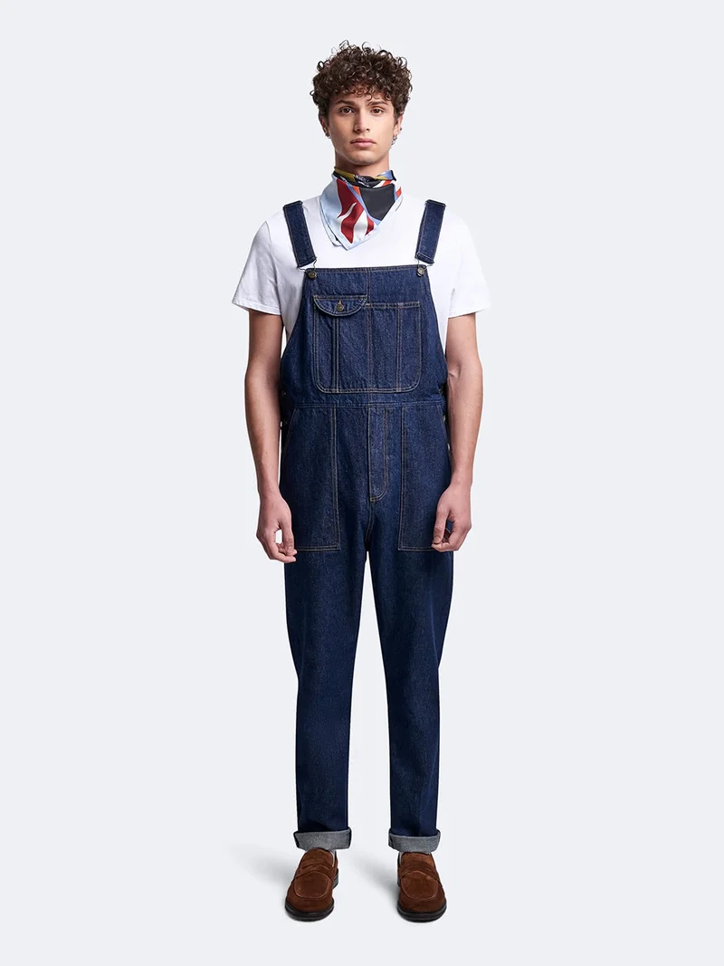 Salopette en coton denim brut