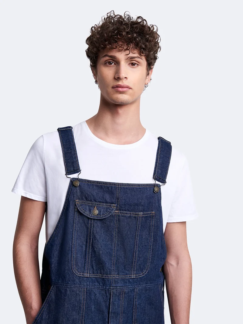 Salopette en coton denim brut