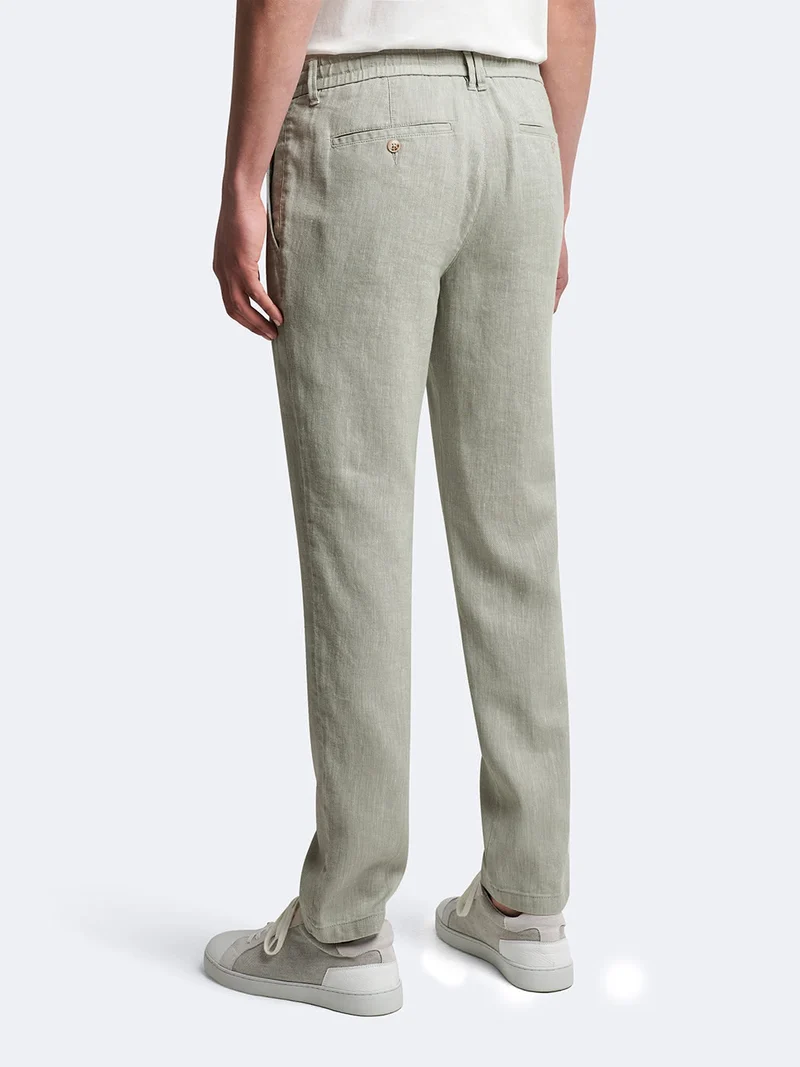 Chino en coton - lin faux uni