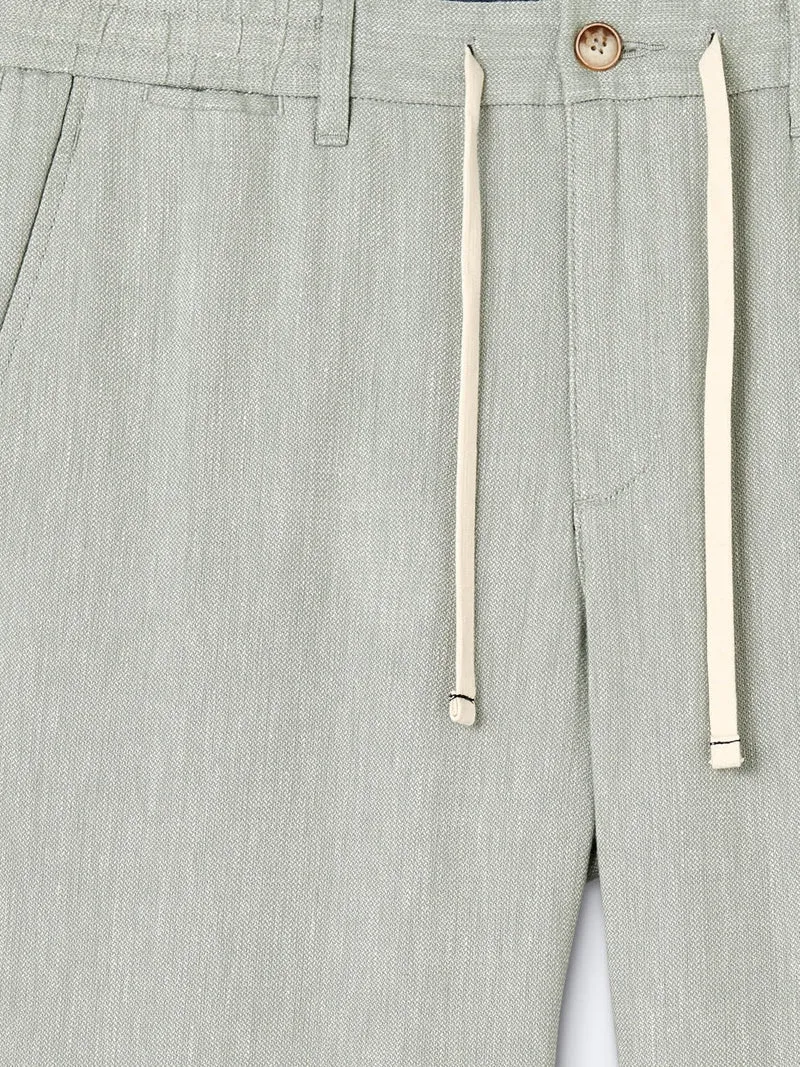 Chino en coton - lin faux uni