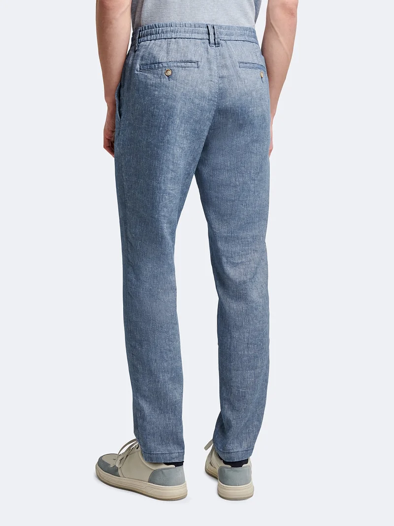 Chino en coton - lin faux uni