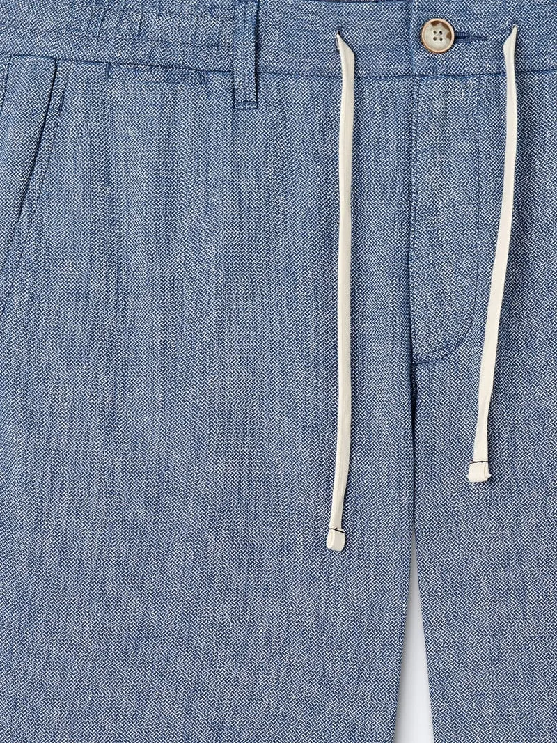 Chino en coton - lin faux uni