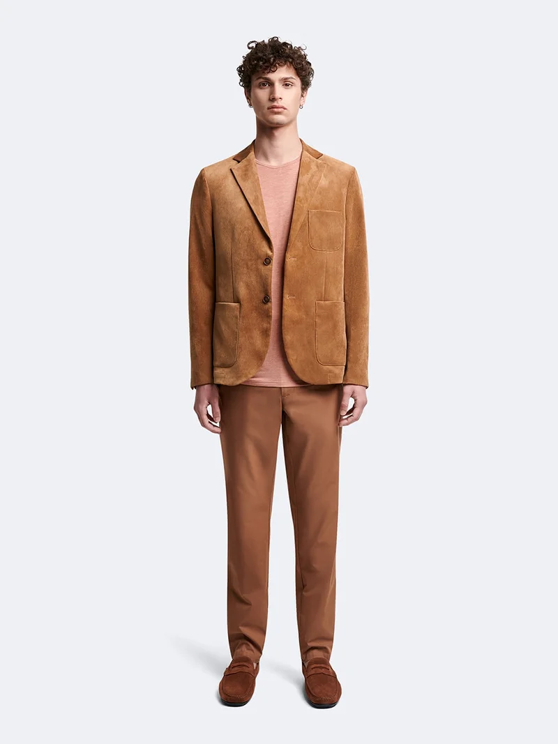 Chino en coton mélangé uni