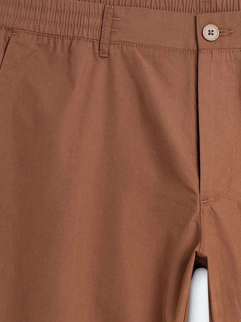 Chino en coton mélangé uni