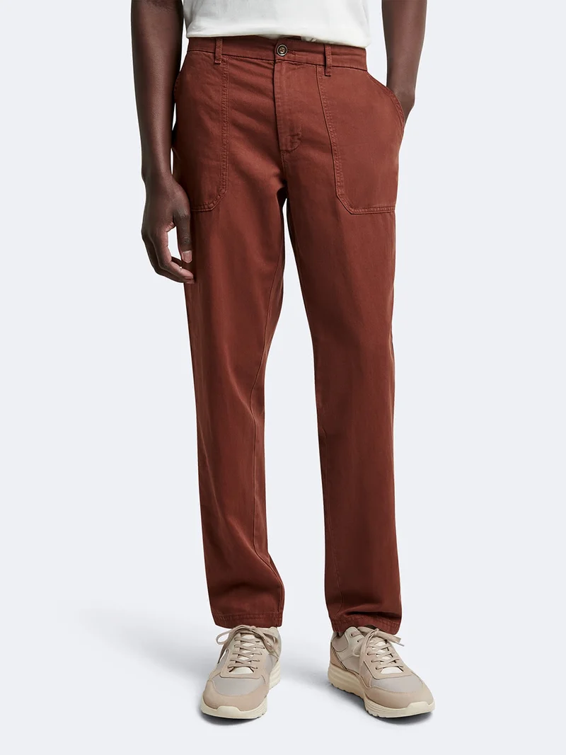 Chino en coton - lin uni