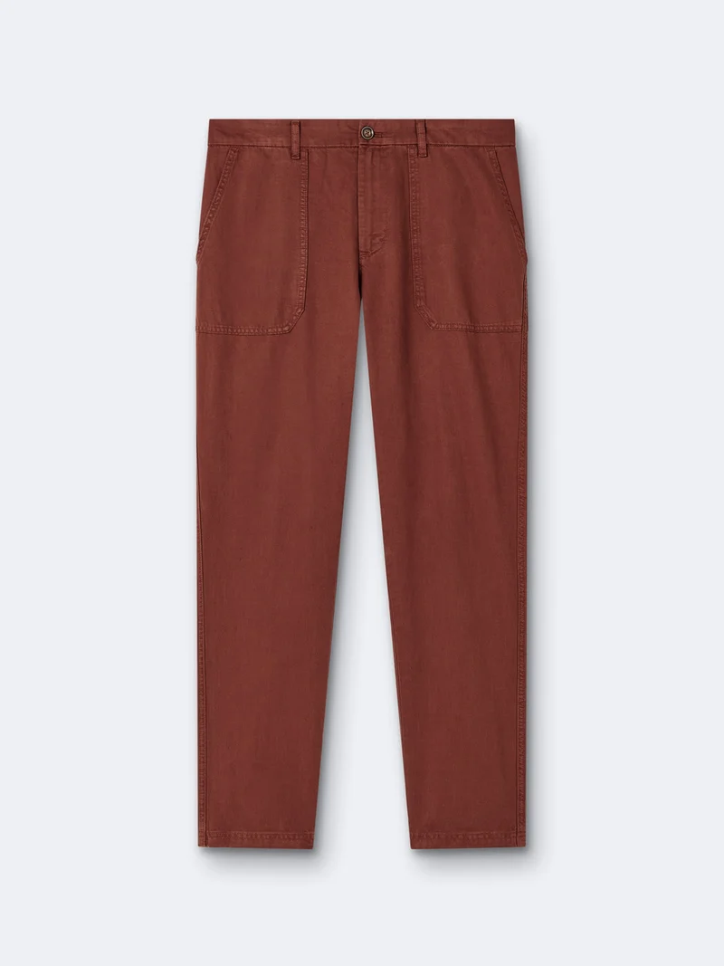 Chino en coton - lin uni