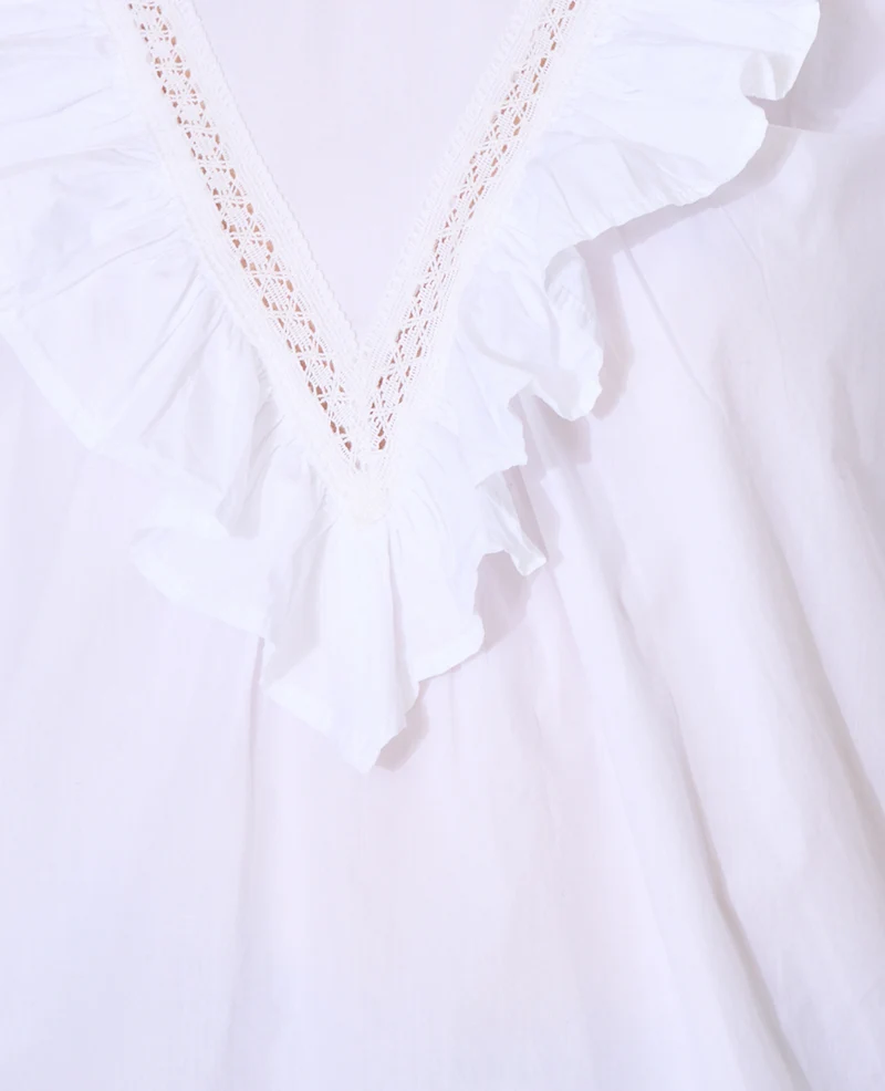 Blouse manches longues avec dentelle et volants