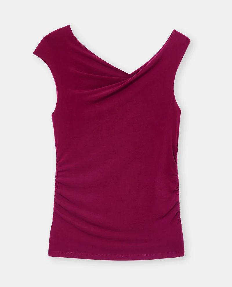 Top asymétrique avec fronces et drapés