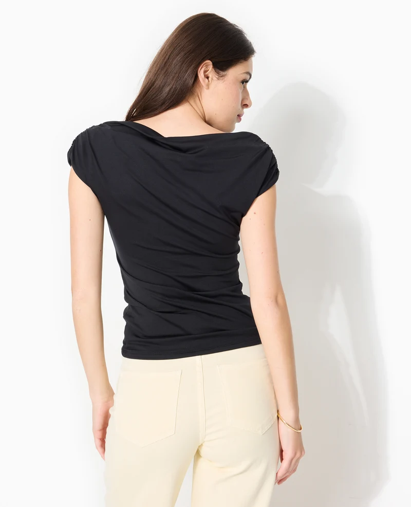 Top sans manches avec effet drapé et détail bijou