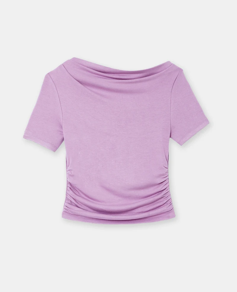 T-shirt encolure asymétrique et drapée