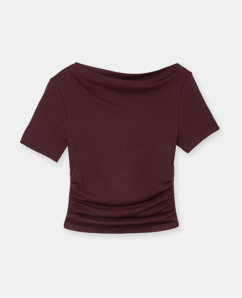 T-shirt encolure asymétrique et drapée