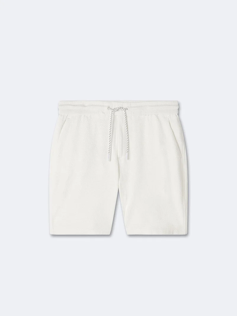 Bermuda en coton mélangé gauffré