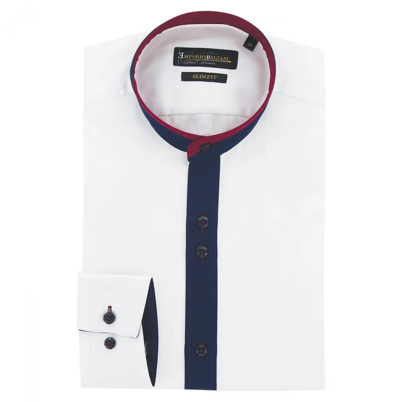 Chemise homme col mao bicolore coupe cintrée MODAO Emporio balzani