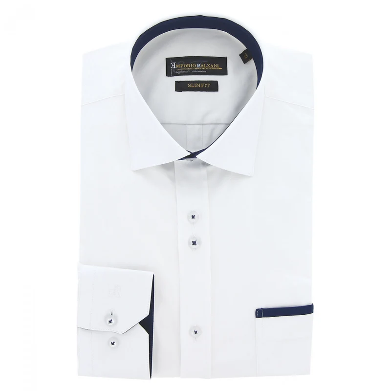 Chemise homme unie liseré sur poche coupe cintrée TASCOPO Emporio balzani