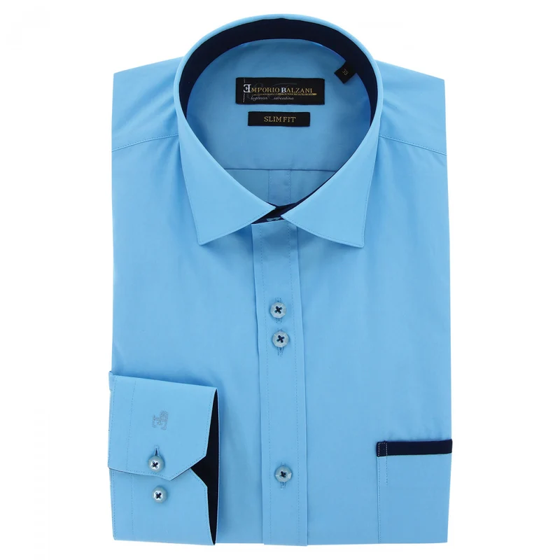 Chemise homme unie liseré sur poche coupe cintrée TASCOPO Emporio balzani
