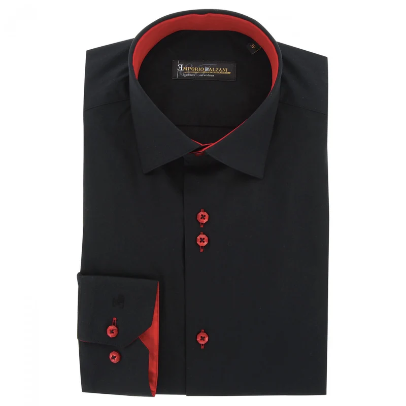 Chemise homme unie noire coupe droite CLAROSSO Emporio balzani