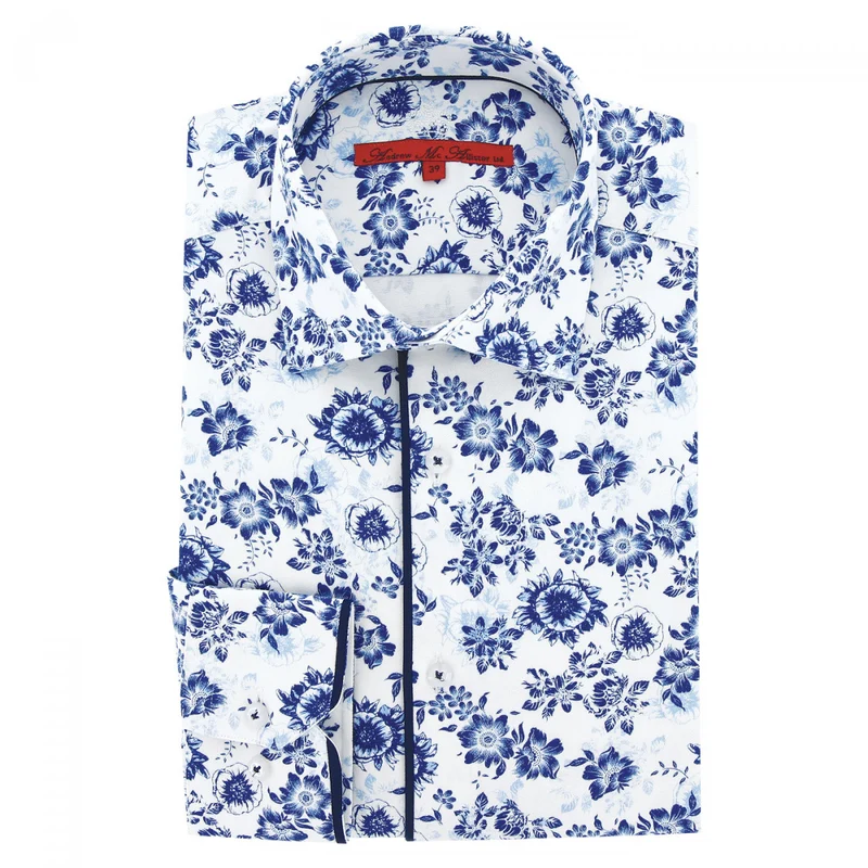 Chemise homme tissu imprimé fleuri coupe droite FLOWERED Andrew Mac Allister