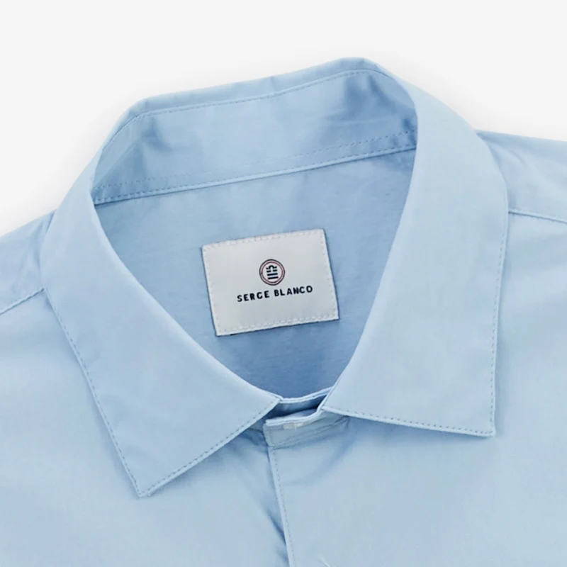 Chemise manches longues coton stretch bleu ciel