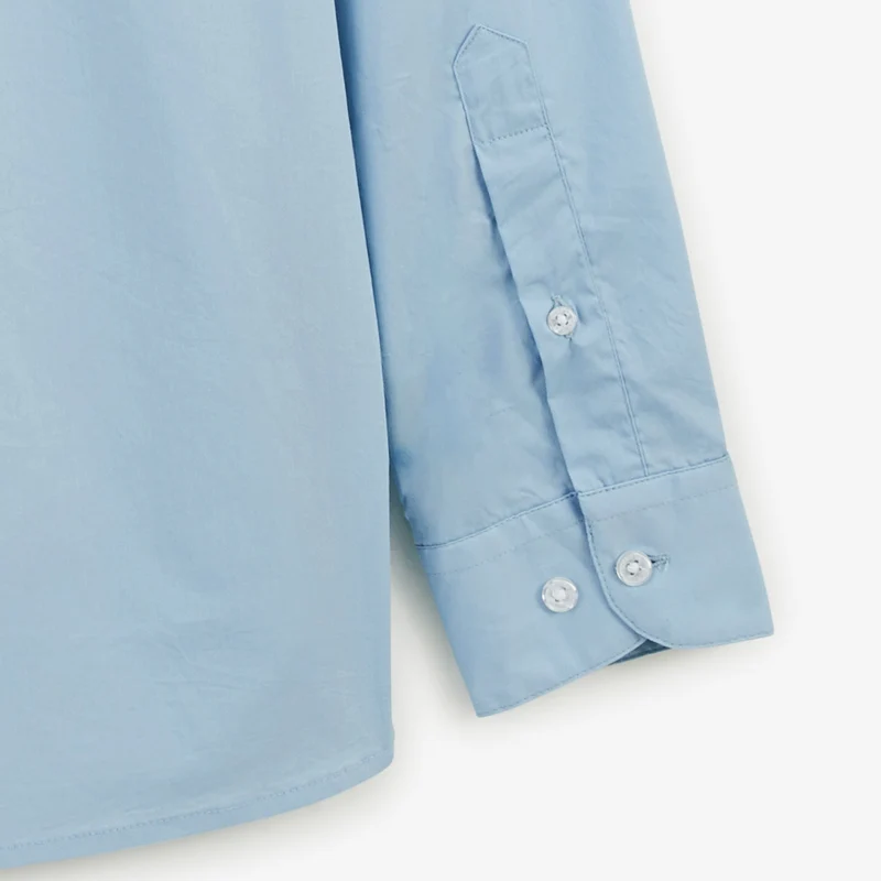 Chemise manches longues coton stretch bleu ciel