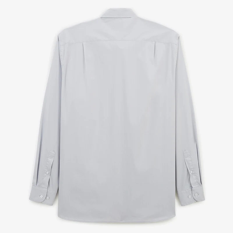 Chemise manches longues en coton stretch unie gris perle