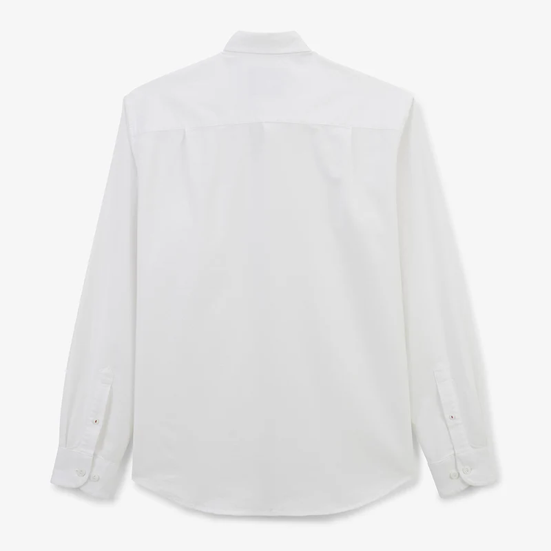 Chemise manches longues en coton oxford blanche ganse tricolore