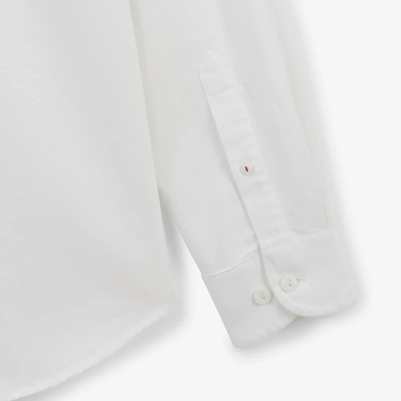 Chemise manches longues en coton oxford blanche ganse tricolore