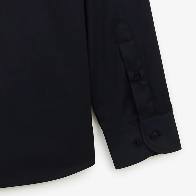Chemise manches longues coton stretch bleu marine