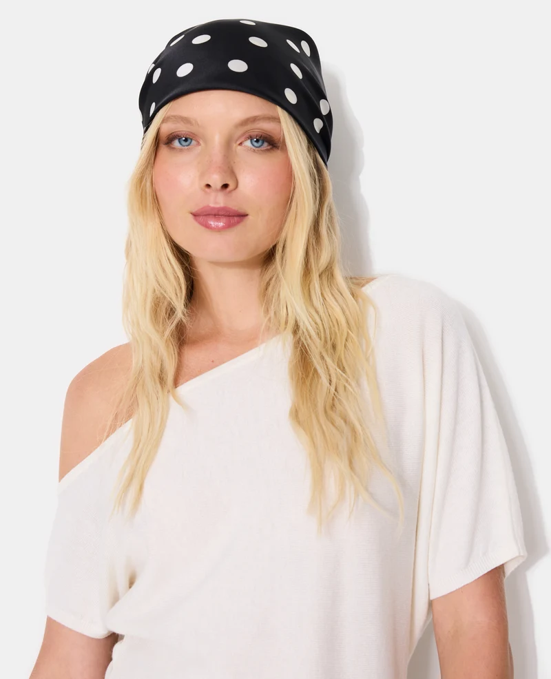 Foulard en satin motif pois