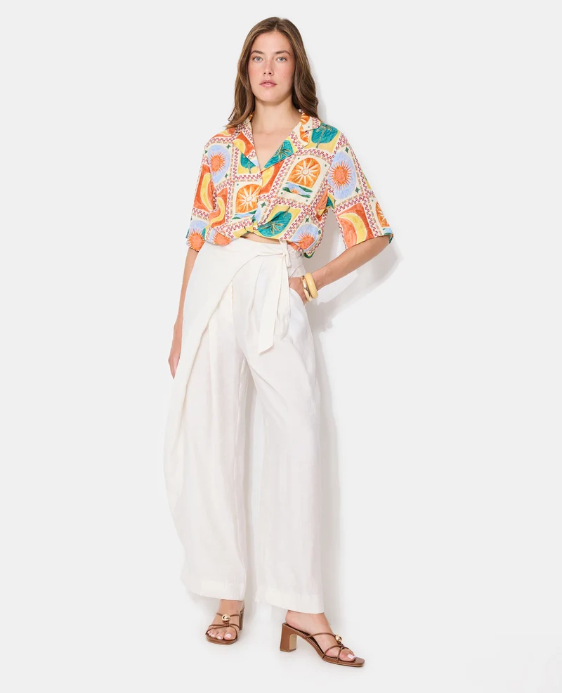 Chemise manches courtes motif soleils et lunes