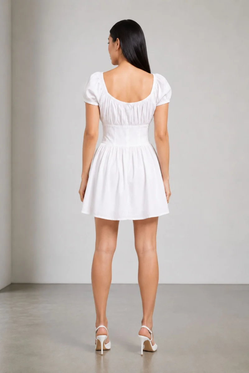 Soline|Cotton Sweetheart Fit Flare Mini Dress
