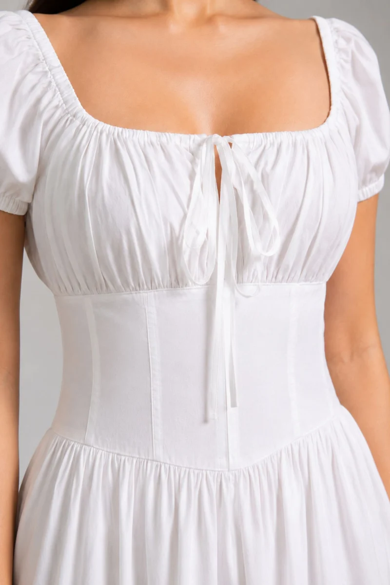 Soline|Cotton Sweetheart Fit Flare Mini Dress