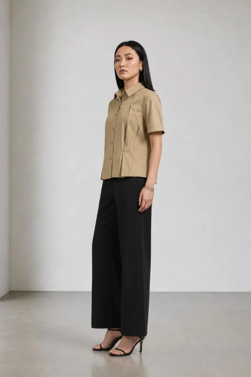 Verdine|Cotton Tacking Detail Relaxed Shirt