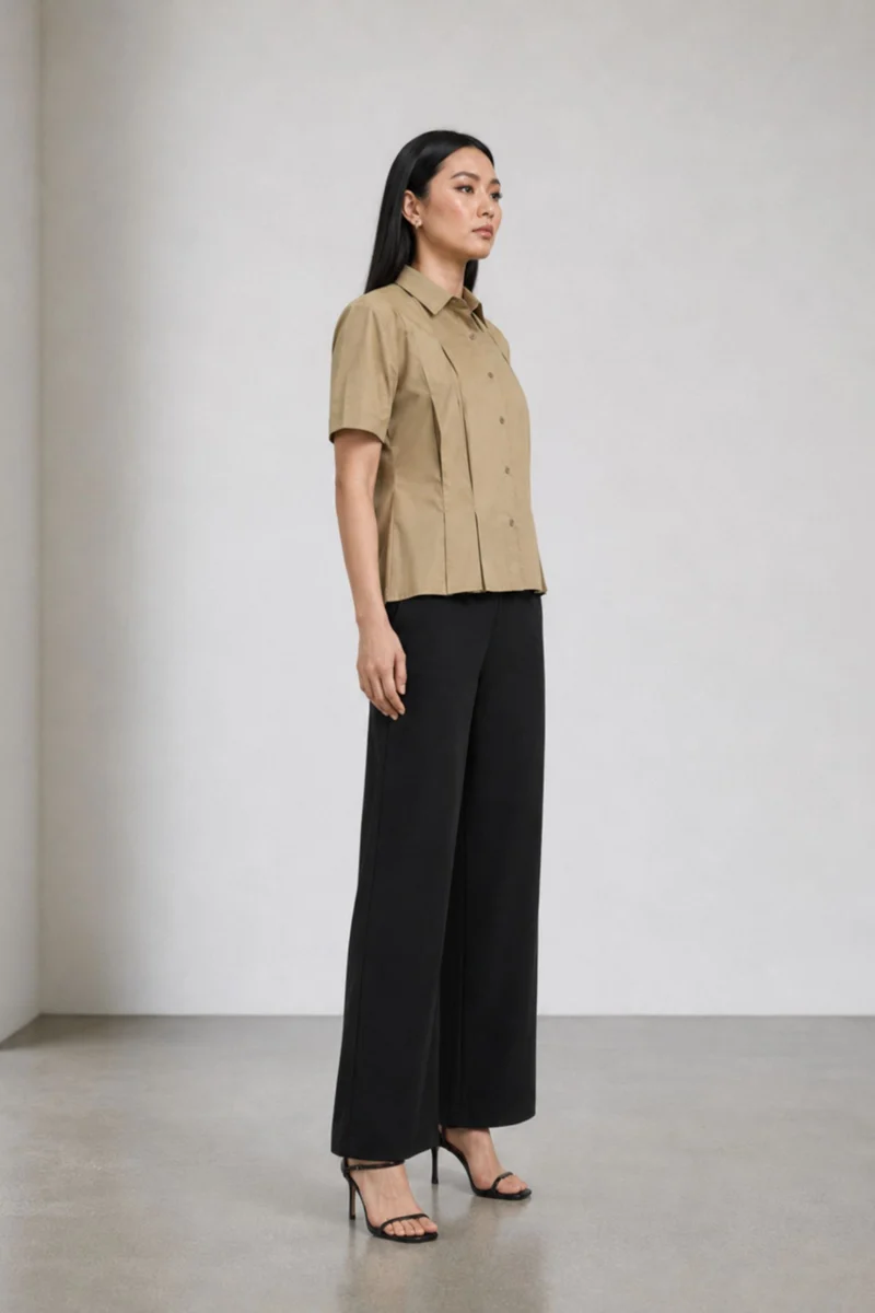 Verdine|Cotton Tacking Detail Relaxed Shirt