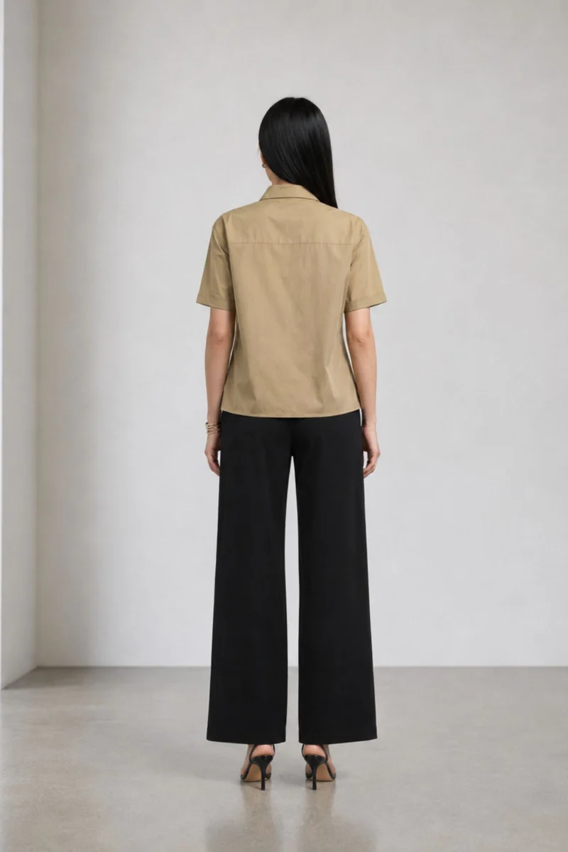 Verdine|Cotton Tacking Detail Relaxed Shirt