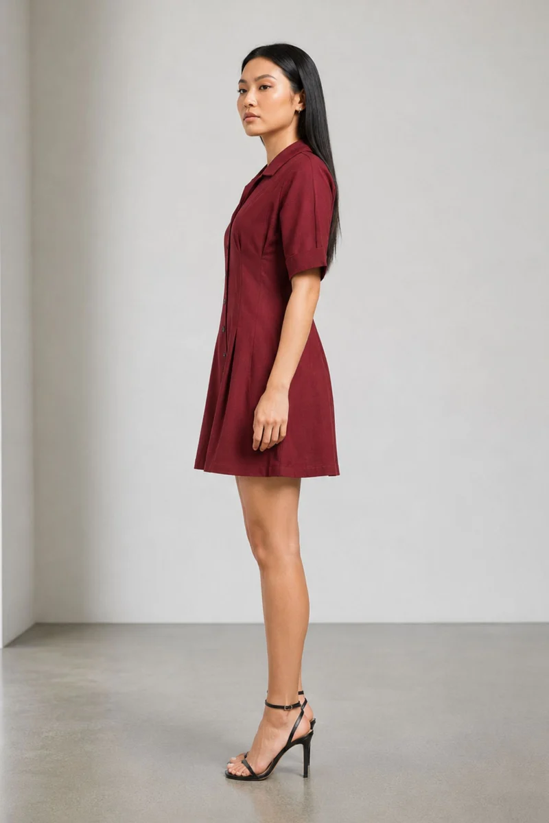 Mareva|Cotton Mini Utility Shirt Dress