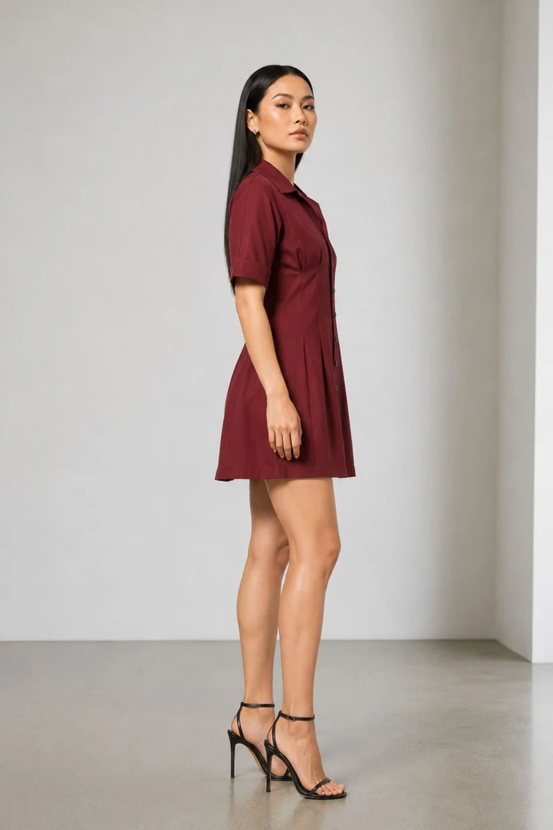 Mareva|Cotton Mini Utility Shirt Dress