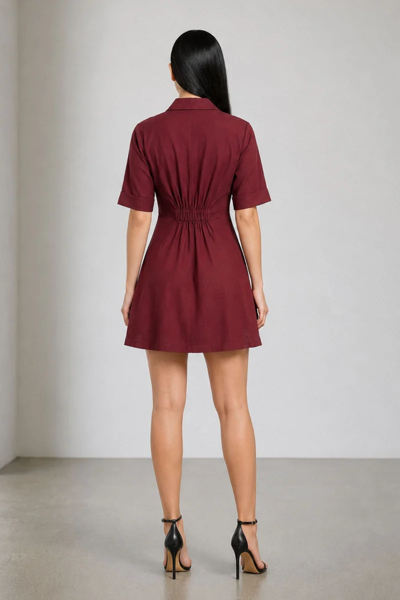 Mareva|Cotton Mini Utility Shirt Dress