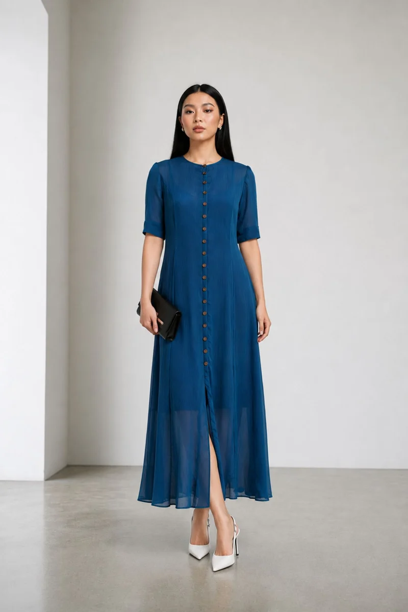 Casmira|100% Viscose Sheer Maxi Dress