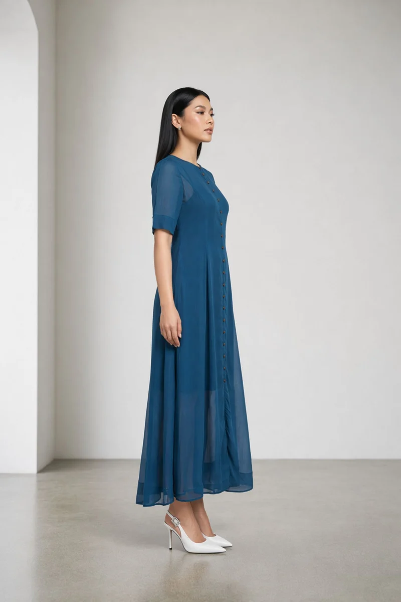 Casmira|100% Viscose Sheer Maxi Dress