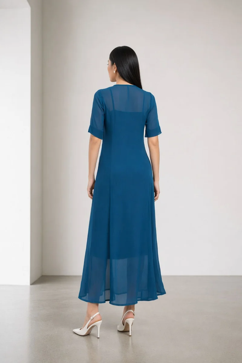 Casmira|100% Viscose Sheer Maxi Dress